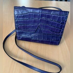 Vince Deep Purple Croc-Embossed Crossbody Bag